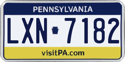 PA license plate LXN7182