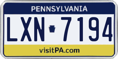 PA license plate LXN7194