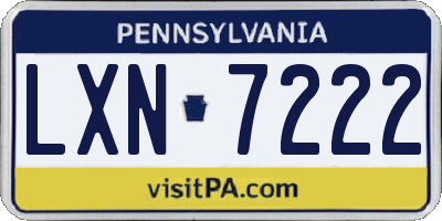 PA license plate LXN7222