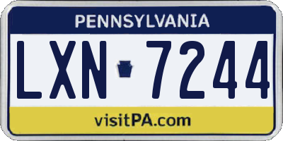 PA license plate LXN7244