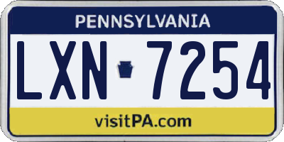 PA license plate LXN7254