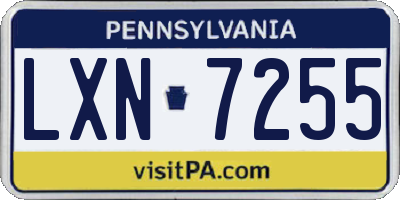 PA license plate LXN7255