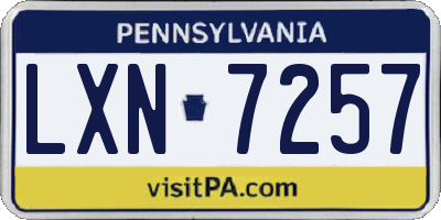 PA license plate LXN7257