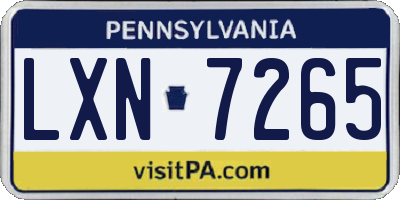 PA license plate LXN7265