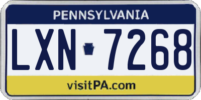 PA license plate LXN7268