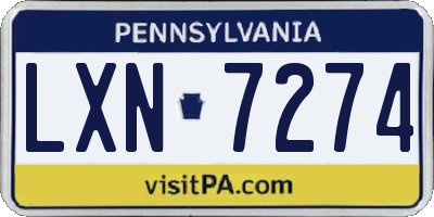 PA license plate LXN7274