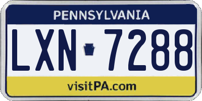 PA license plate LXN7288