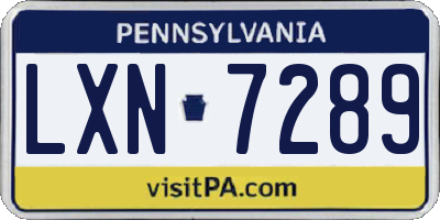 PA license plate LXN7289