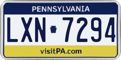 PA license plate LXN7294