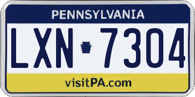 PA license plate LXN7304