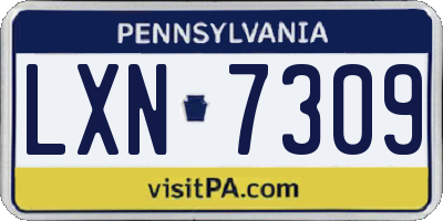 PA license plate LXN7309