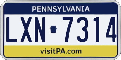 PA license plate LXN7314