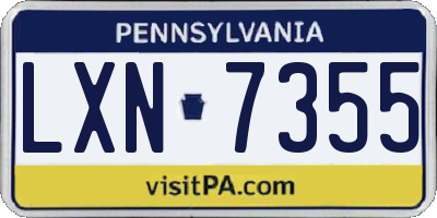 PA license plate LXN7355