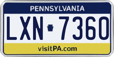 PA license plate LXN7360