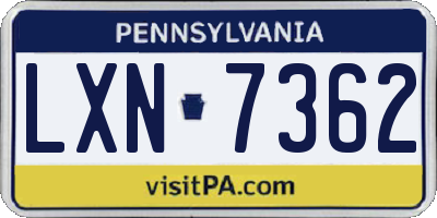 PA license plate LXN7362