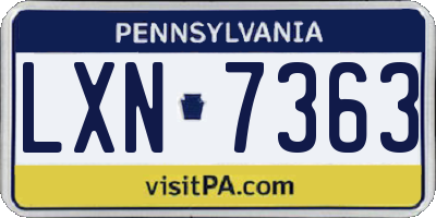 PA license plate LXN7363