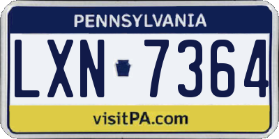 PA license plate LXN7364