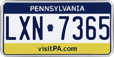 PA license plate LXN7365