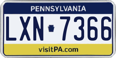 PA license plate LXN7366