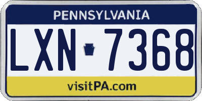 PA license plate LXN7368