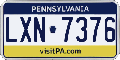 PA license plate LXN7376