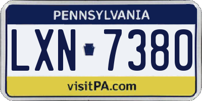 PA license plate LXN7380