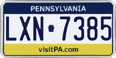 PA license plate LXN7385