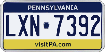 PA license plate LXN7392