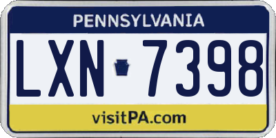 PA license plate LXN7398