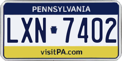 PA license plate LXN7402