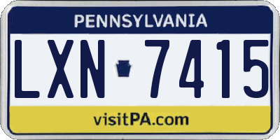 PA license plate LXN7415