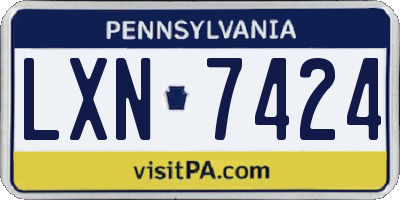 PA license plate LXN7424
