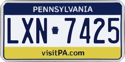PA license plate LXN7425