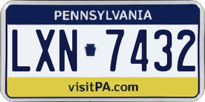 PA license plate LXN7432
