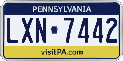 PA license plate LXN7442
