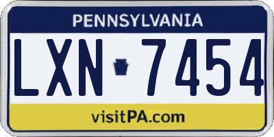 PA license plate LXN7454