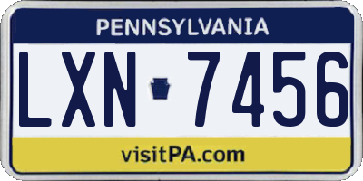 PA license plate LXN7456
