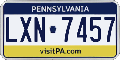 PA license plate LXN7457