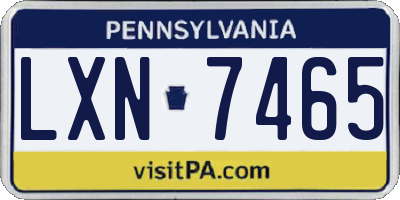 PA license plate LXN7465