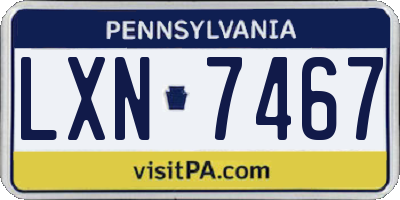 PA license plate LXN7467