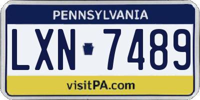 PA license plate LXN7489