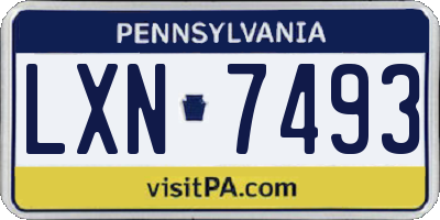 PA license plate LXN7493