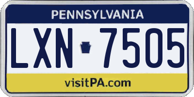 PA license plate LXN7505