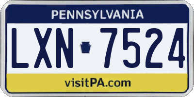 PA license plate LXN7524
