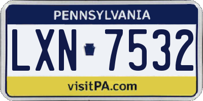 PA license plate LXN7532
