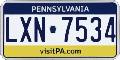 PA license plate LXN7534