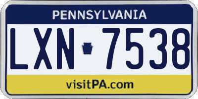 PA license plate LXN7538