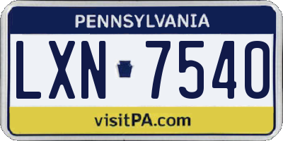 PA license plate LXN7540