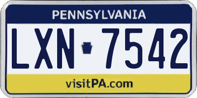 PA license plate LXN7542