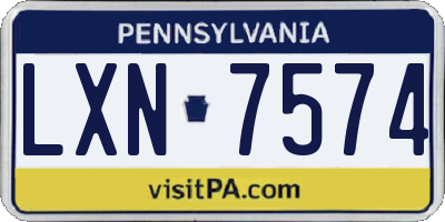 PA license plate LXN7574
